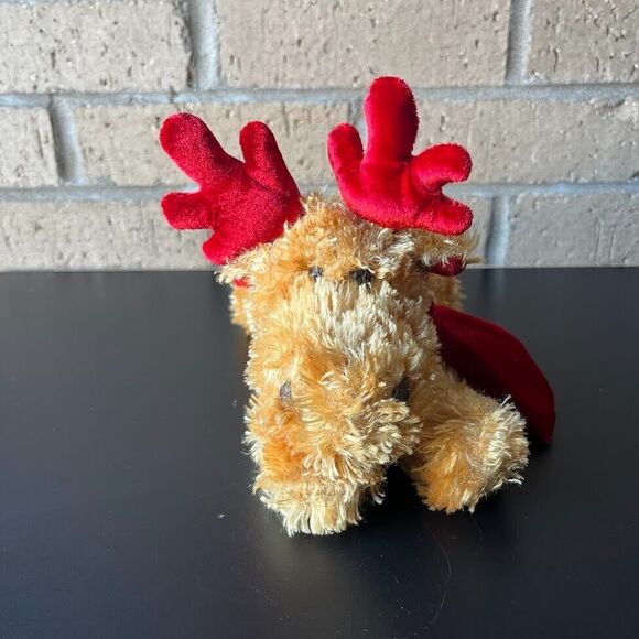 Dan Dee Christmas Reindeer Deer Moose Red Antlers & Scarf Stuffed Plush Animal - Picture 1 of 11
